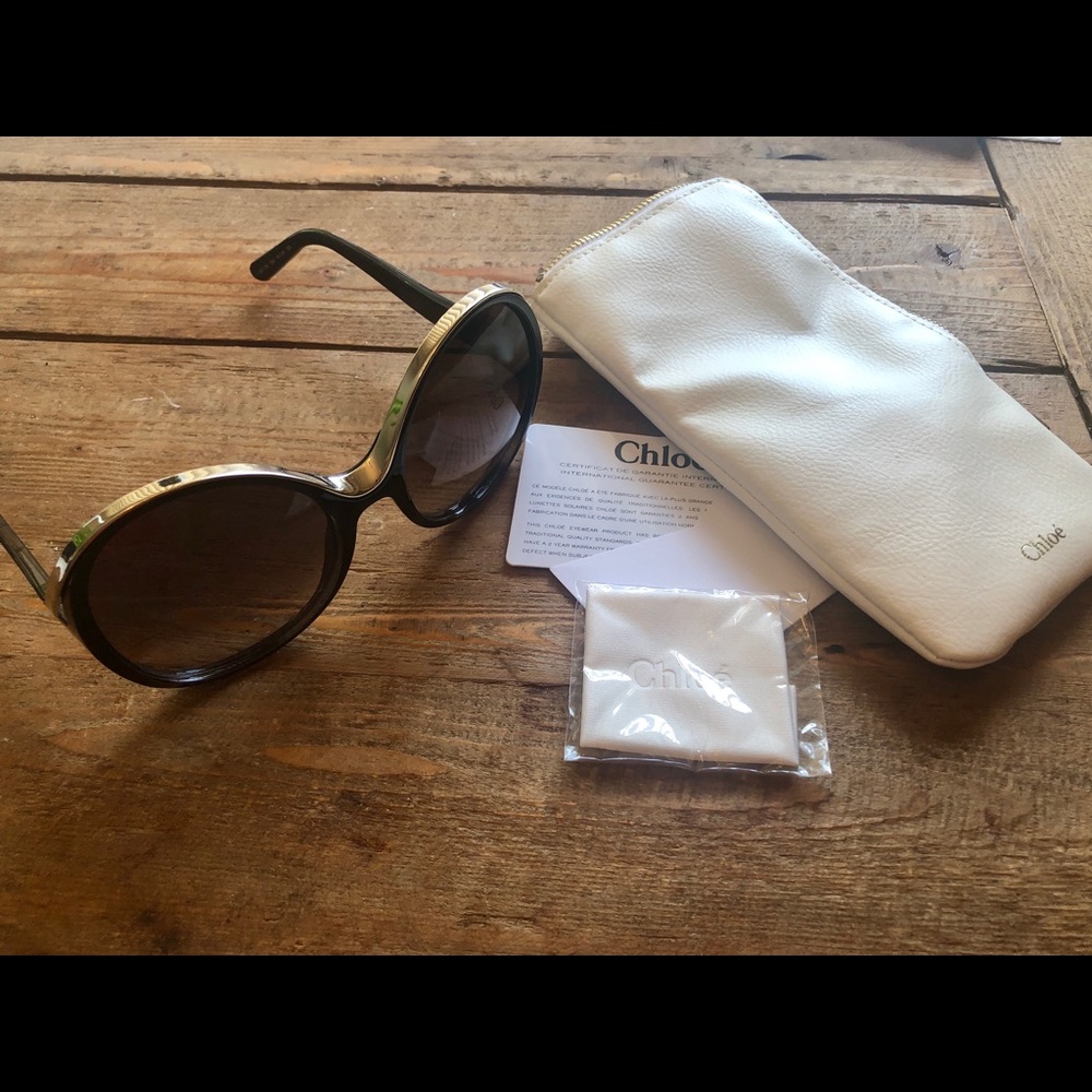 Chloe CE713S Mandy Oval Sunglasses in Black